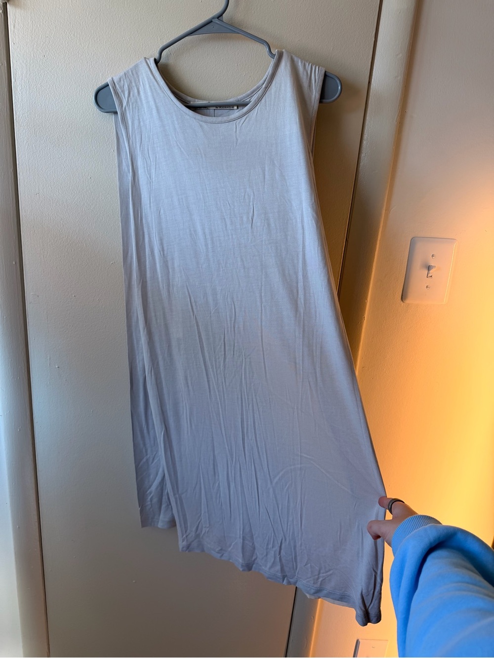AllSaints Rae Dress US 8 Gray Silk Panel Draped Midi Portugal